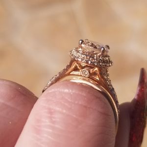 Peach morganite and diamond rose gold ring